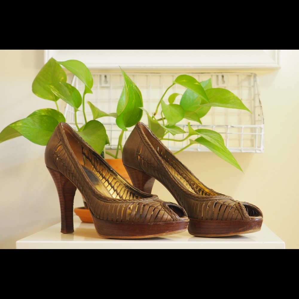 Olive Green Leather Pumps